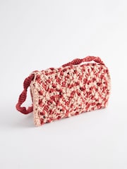 Red Macramé Crochet Cross Body 100% Cotton Bag - Image 5 of 7