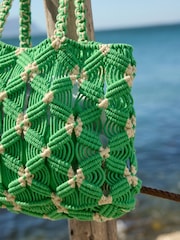 Green Macramé Crochet Shopper Bag - Image 6 of 6