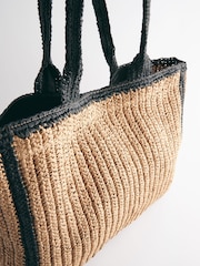 Monochrome Straw Natural Shopper Bag - Image 10 of 11