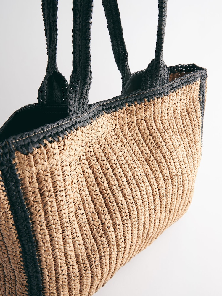 Monochrome Straw Natural Shopper Bag - Image 10 of 11