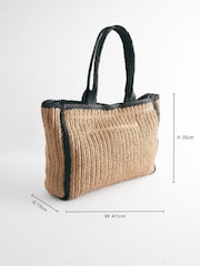 Monochrome Straw Natural Shopper Bag - Image 4 of 11