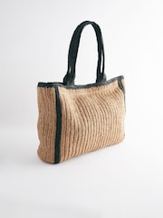 Monochrome Straw Natural Shopper Bag - Image 7 of 11
