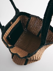 Monochrome Straw Natural Shopper Bag - Image 9 of 11