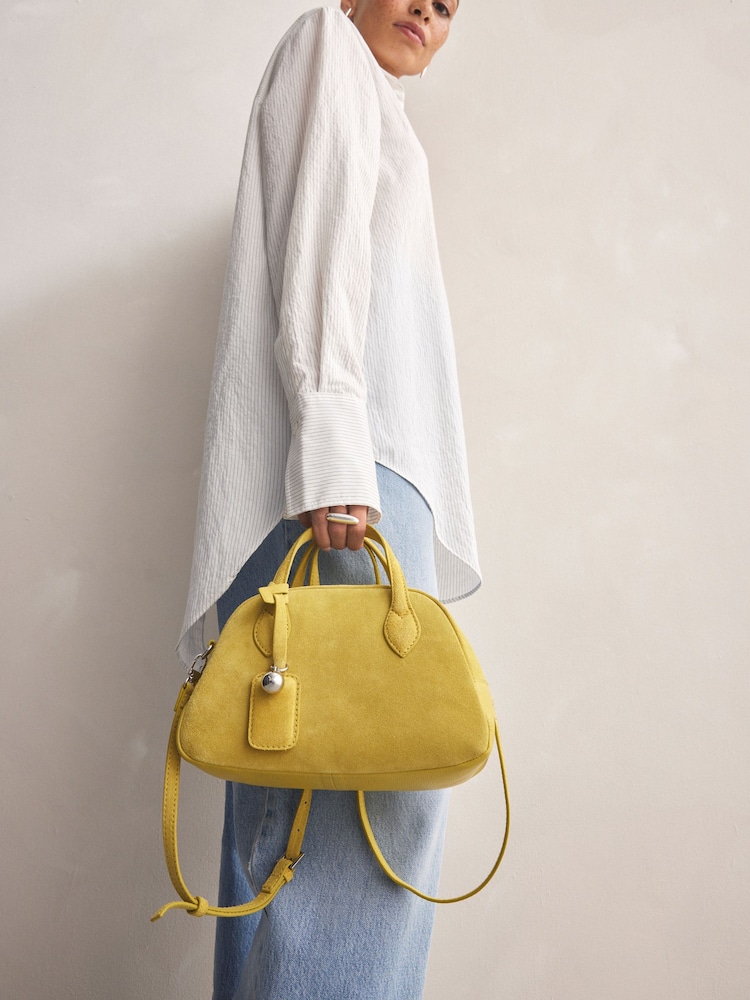 Lime Green Leather Bowler Bag - Image 4 of 10