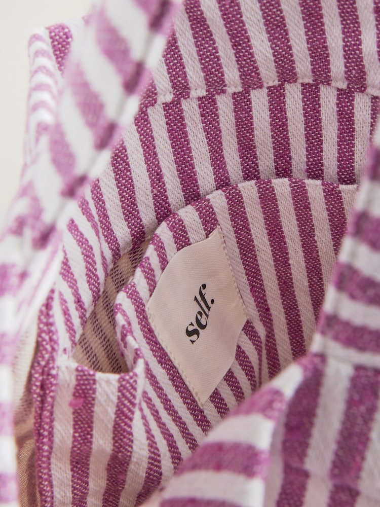 self. Pink 100% Cotton Stripe Shopper Bag - Image 9 of 9 self. Pink 100% Cotton Stripe Shopper Bag - Image 9 of 9