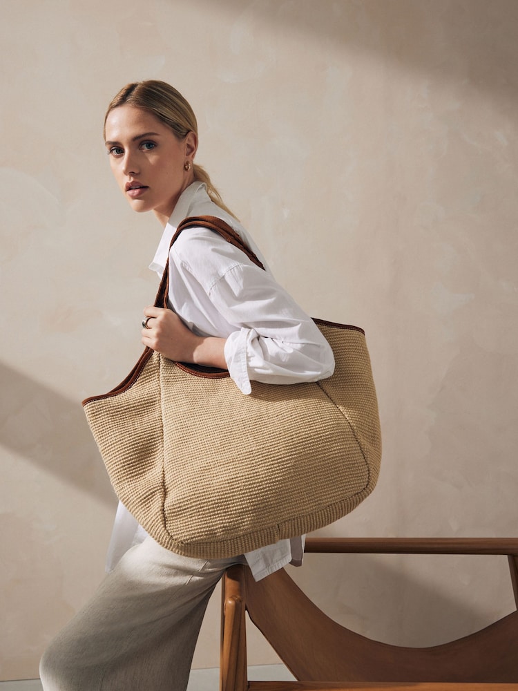 Natural Raffia Shoulder Bag - Image 1 of 9