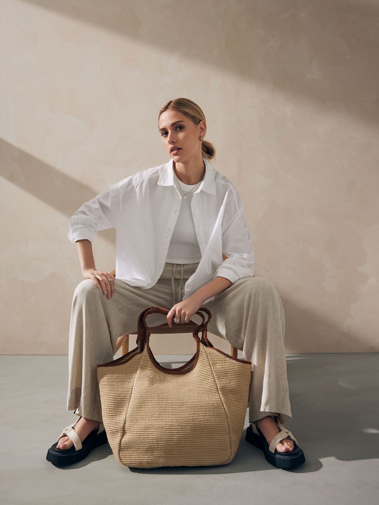 Natural Raffia Shoulder Bag - Image 2 of 9