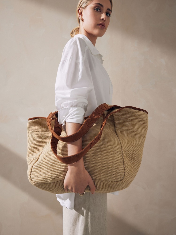 Natural Raffia Shoulder Bag - Image 3 of 9