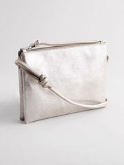 Silver Leather Cross-Body Bag - Image 3 of 8