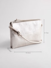 Silver Leather Cross-Body Bag - Image 4 of 8