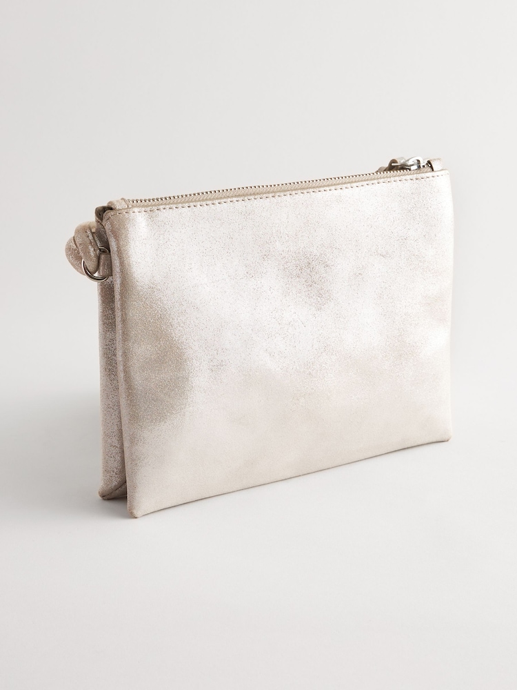 Silver Leather Cross-Body Bag - Image 5 of 8