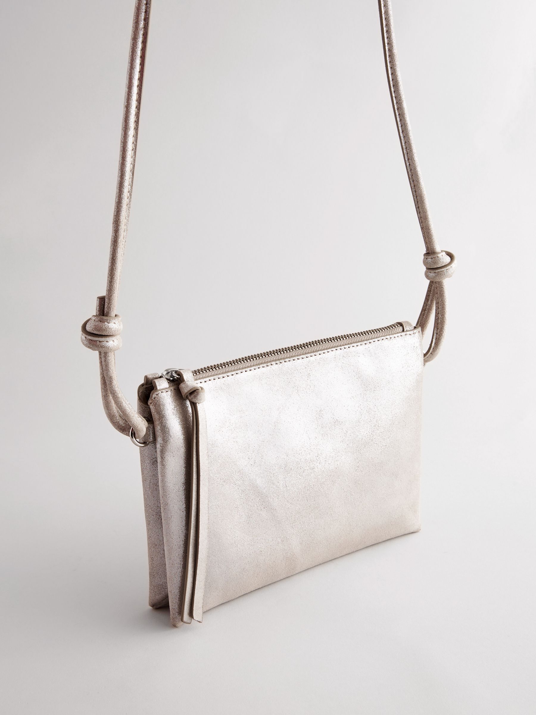 Buy Silver Leather Cross-Body Bag from Next USA