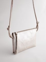 Silver Leather Cross-Body Bag - Image 6 of 8