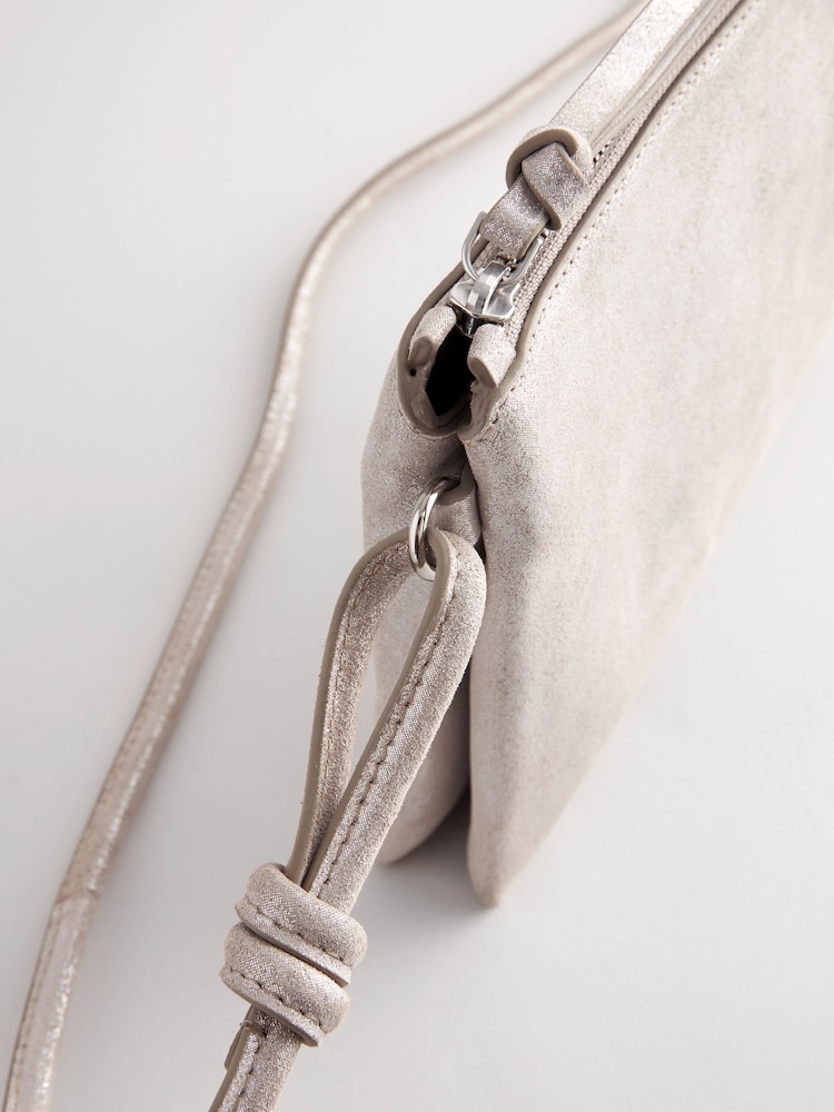 Silver Leather Cross-Body Bag - Image 7 of 8