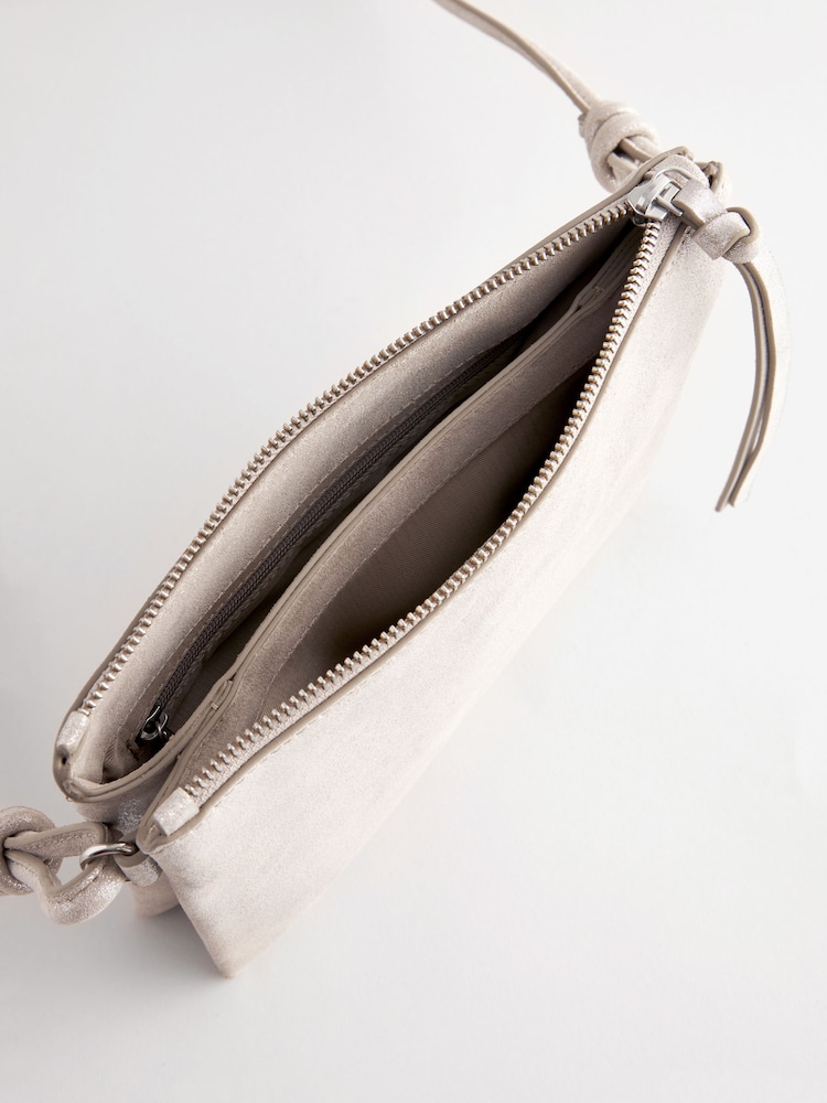 Silver Leather Cross-Body Bag - Image 8 of 8