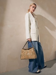 Neutral/Tan Leather Weave Shoulder Bag - Image 2 of 4