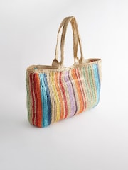 Rainbow Raffia Shopper Bag - Image 3 of 7