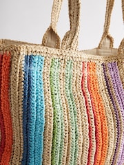 Rainbow Raffia Shopper Bag - Image 4 of 7