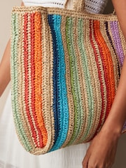 Rainbow Raffia Shopper Bag - Image 7 of 7