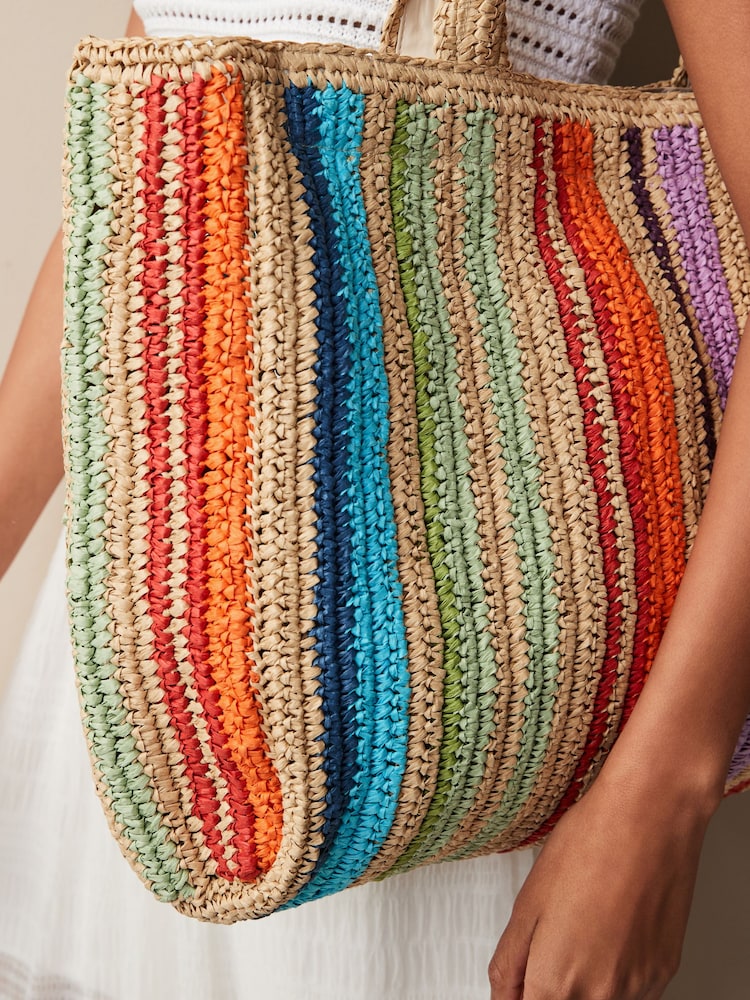 Rainbow Raffia Shopper Bag - Image 7 of 7