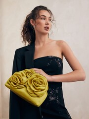 Lime Green Corsage Clutch Bag - Image 3 of 5