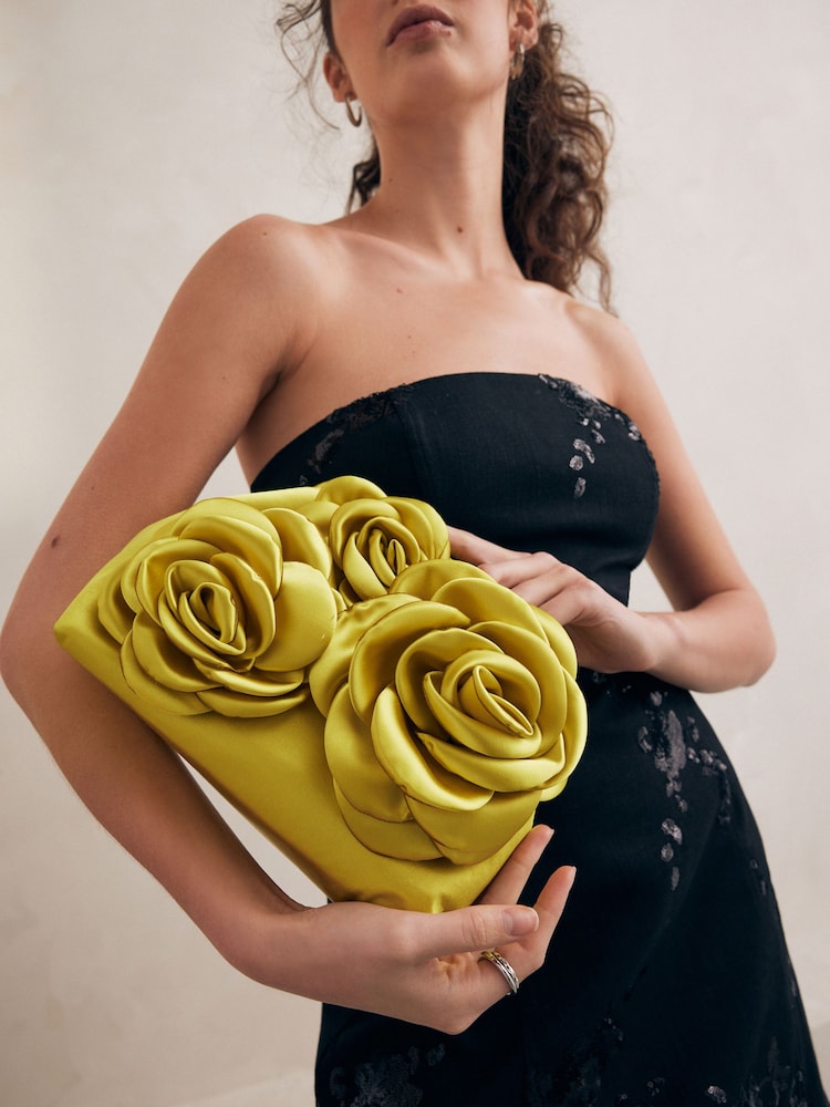 Lime Green Corsage Clutch Bag - Image 5 of 5
