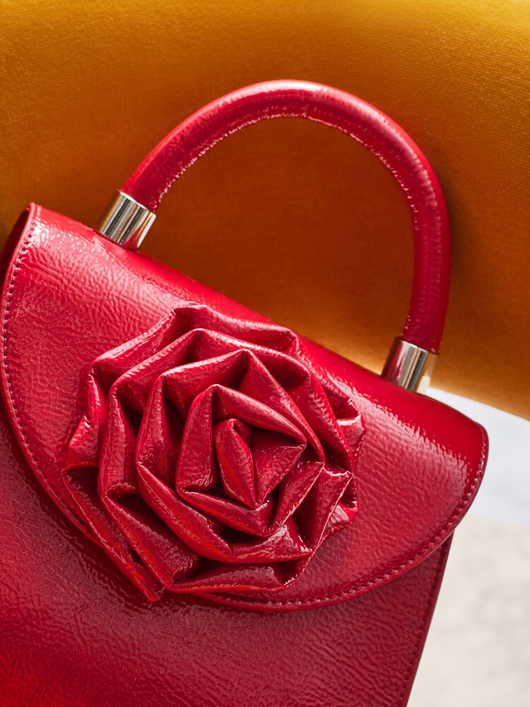 Red Corsage Top Handle Bag - Image 3 of 10