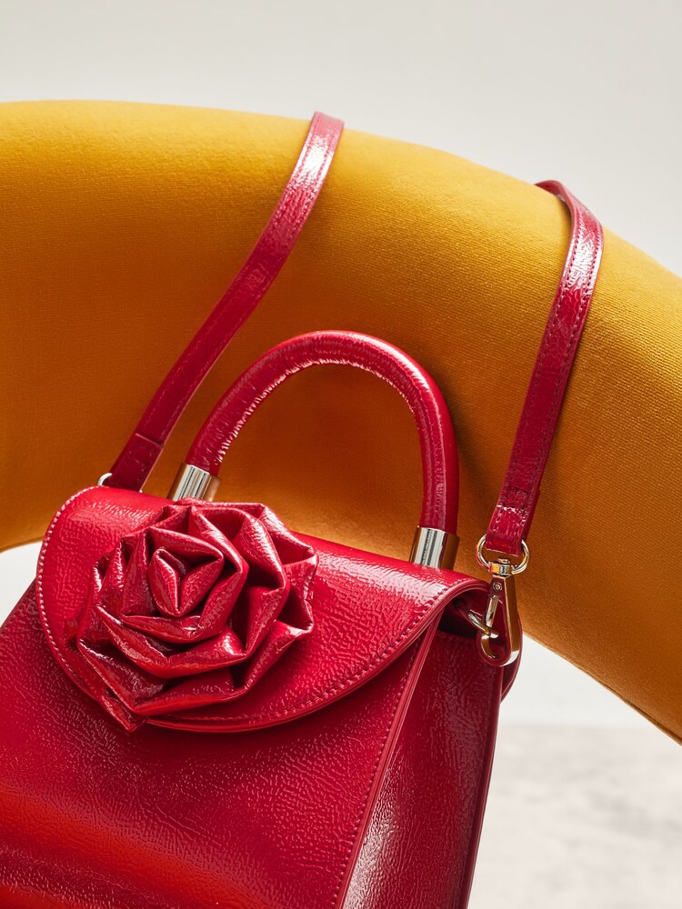 Red Corsage Top Handle Bag - Image 4 of 10