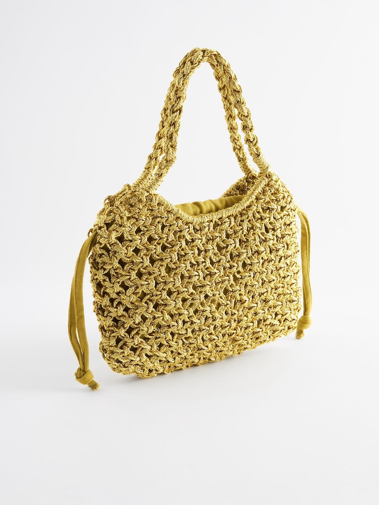 Green Metallic Weave Mini Handheld Bag - Image 2 of 5