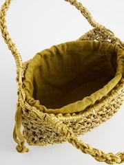 Green Metallic Weave Mini Handheld Bag - Image 5 of 5