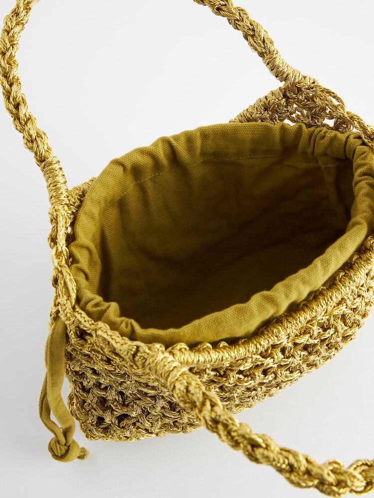 Green Metallic Weave Mini Handheld Bag - Image 5 of 5