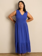 Live Unlimited Blue Cheesecloth Broderie Maxi Dress - Image 2 of 6