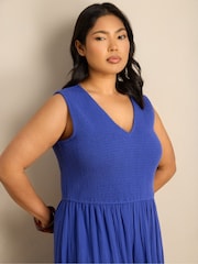 Live Unlimited Blue Cheesecloth Broderie Maxi Dress - Image 6 of 6