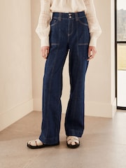 Rinse Blue Premium 100% Cotton Wide Leg Jeans - Image 2 of 6