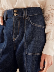 Rinse Blue Premium 100% Cotton Wide Leg Jeans - Image 4 of 6
