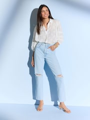 Bleach Rip 100% Cotton Column Mom Jeans - Image 2 of 6