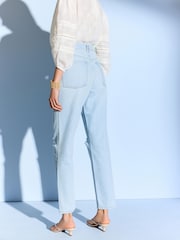 Bleach Rip 100% Cotton Column Mom Jeans - Image 3 of 6