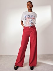 Red Wide Leg Jeans - Image 1 of 6