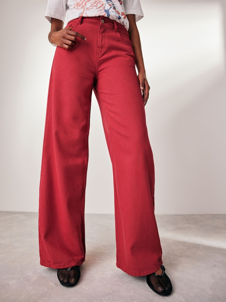 Red Wide Leg Jeans - Image 2 of 6