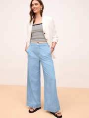 Albastru - Denim largi Blugi - Imaginea 1 din 6