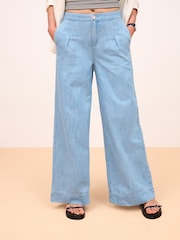 Albastru - Denim largi Blugi - Imaginea 2 din 6