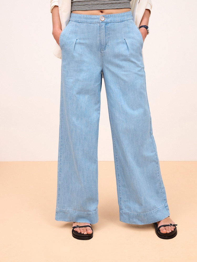 Albastru - Denim largi Blugi - Imaginea 2 din 6