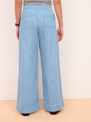 Albastru - Denim largi Blugi - Imaginea 3 din 6