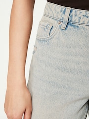 Pink Tinted 100% Cotton Ripped Straight Leg Jeans - Image 5 of 7