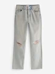 Pink Tinted 100% Cotton Ripped Straight Leg Jeans - Image 6 of 7