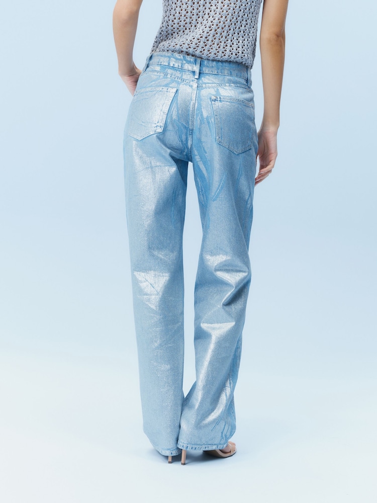 Metallic 100% Cotton Straight Leg Jeans - Image 2 of 7