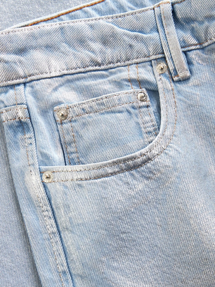 Metallic 100% Cotton Straight Leg Jeans - Image 7 of 7