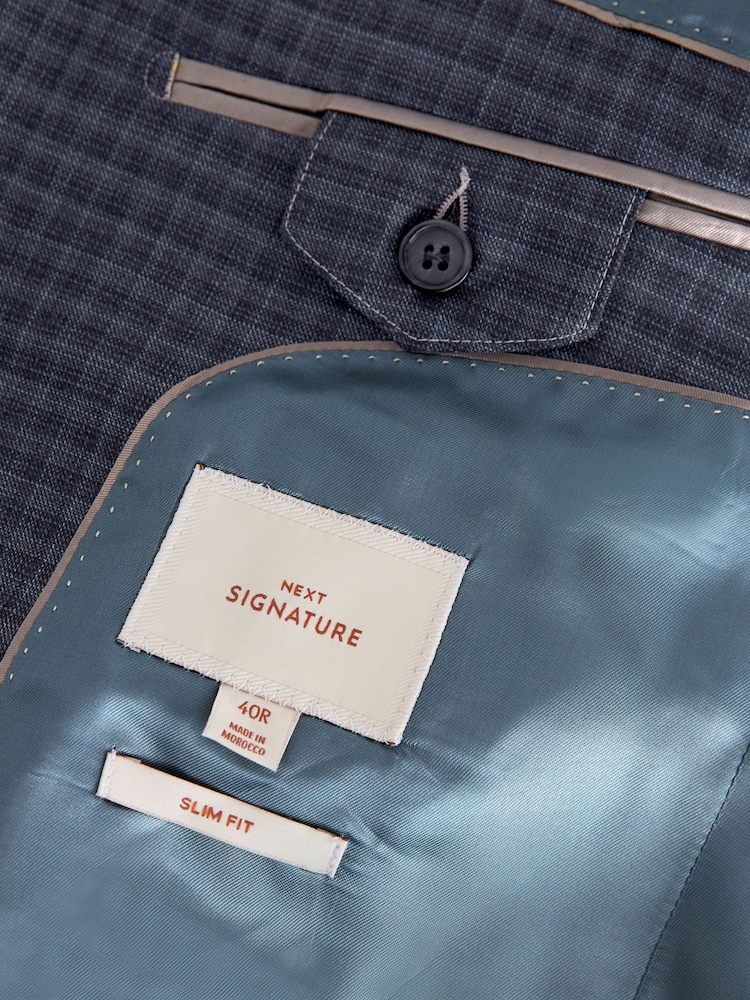 Purple Slim Fit Signature Zignone Check Suit: Jacket - Image 12 of 14