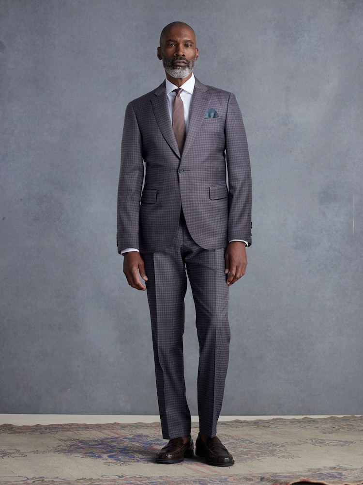 Purple Slim Fit Signature Zignone Check Suit: Jacket - Image 4 of 14