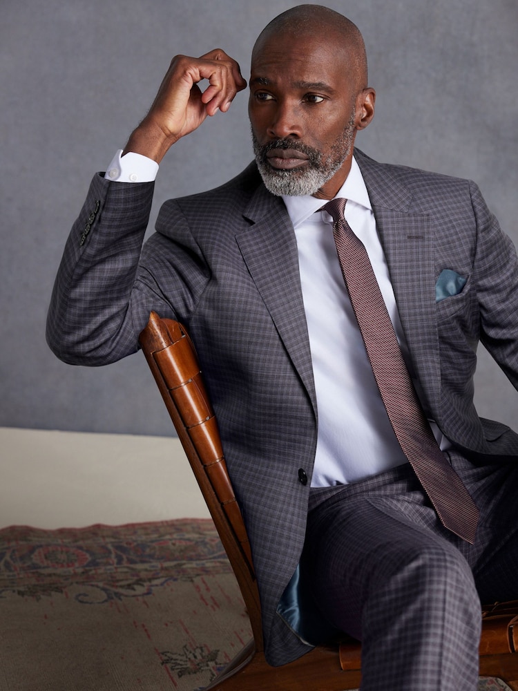 Purple Slim Fit Signature Zignone Check Suit: Jacket - Image 5 of 14